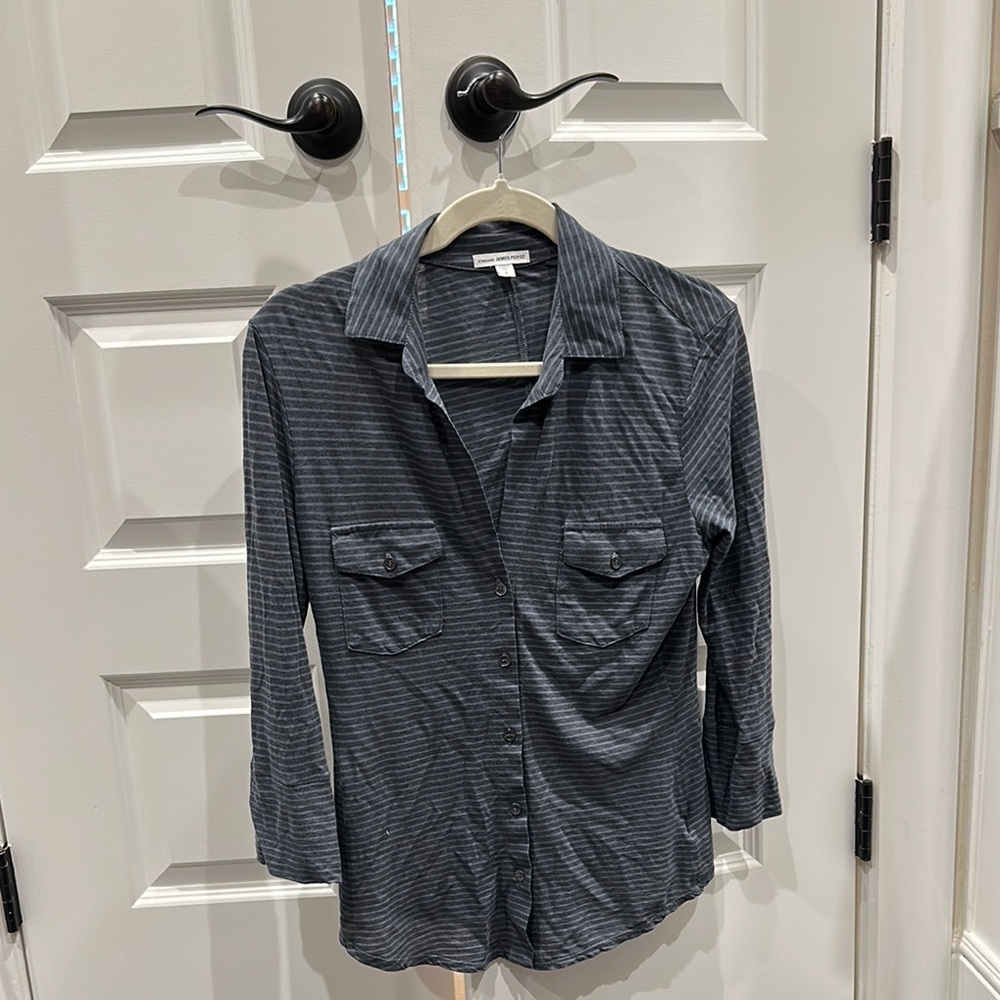 James Perse Charcoal Striped Shirt